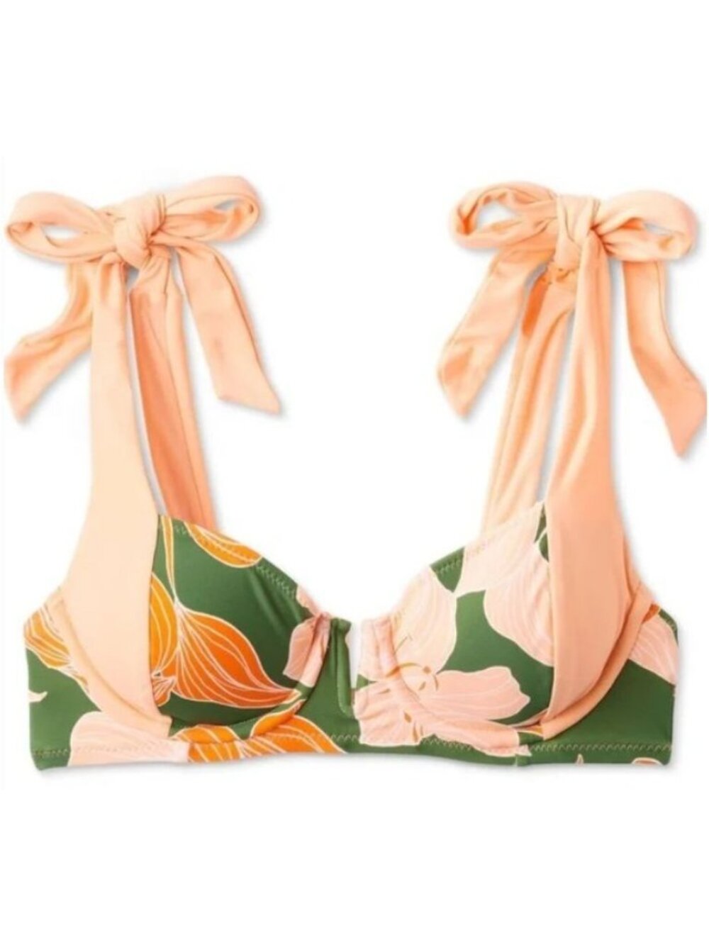 Fe Noel x Target Lily Floral Print Underwire Bikini Top Peach/Dark Olive